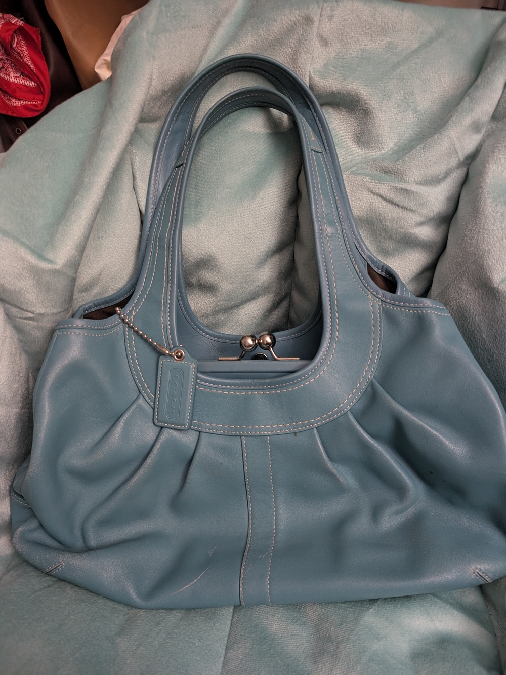 Coach Teal Leather Shoulder Bag